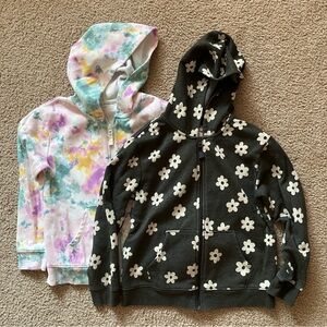 Pair of Cat & Jack Floral and Tie-Dye Kids Hoodies